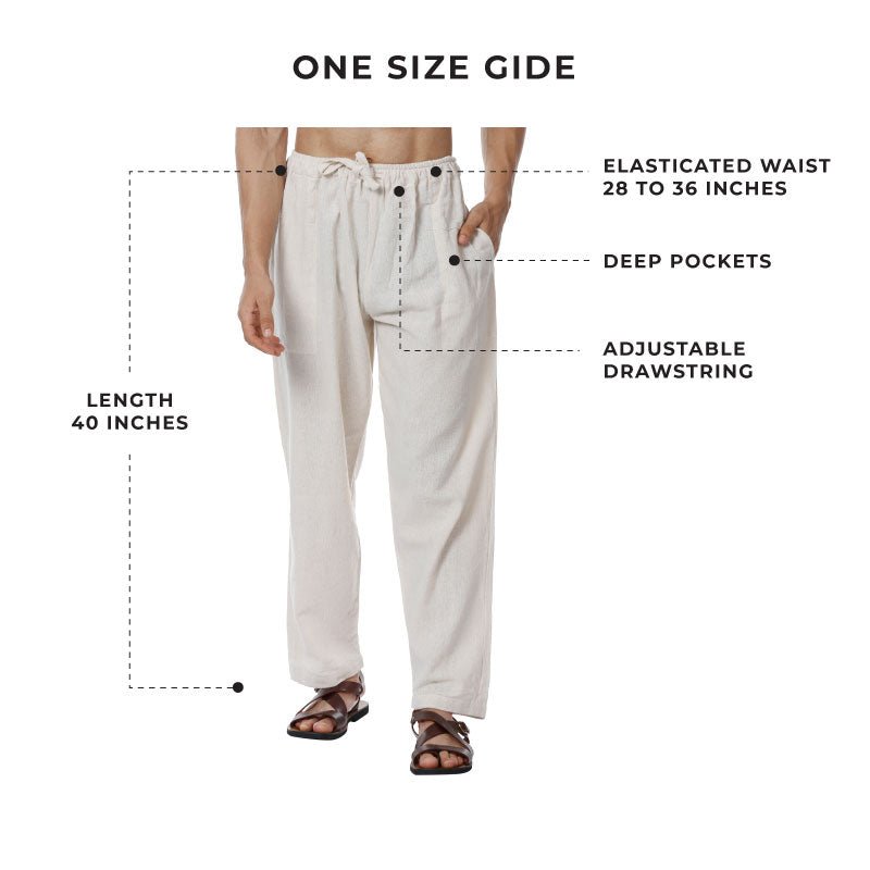 Men's Lounge Pant | Cream | Fits Waist Size 28 to 36 inches | Verified Sustainable by Brown Living™