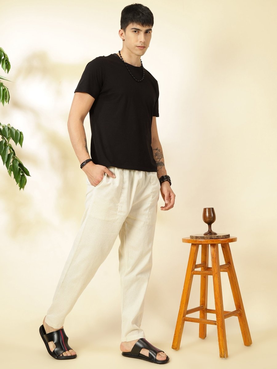 Men's Lounge Pant | Cream | Fits Waist Size 28 to 36 inches | Verified Sustainable by Brown Living™