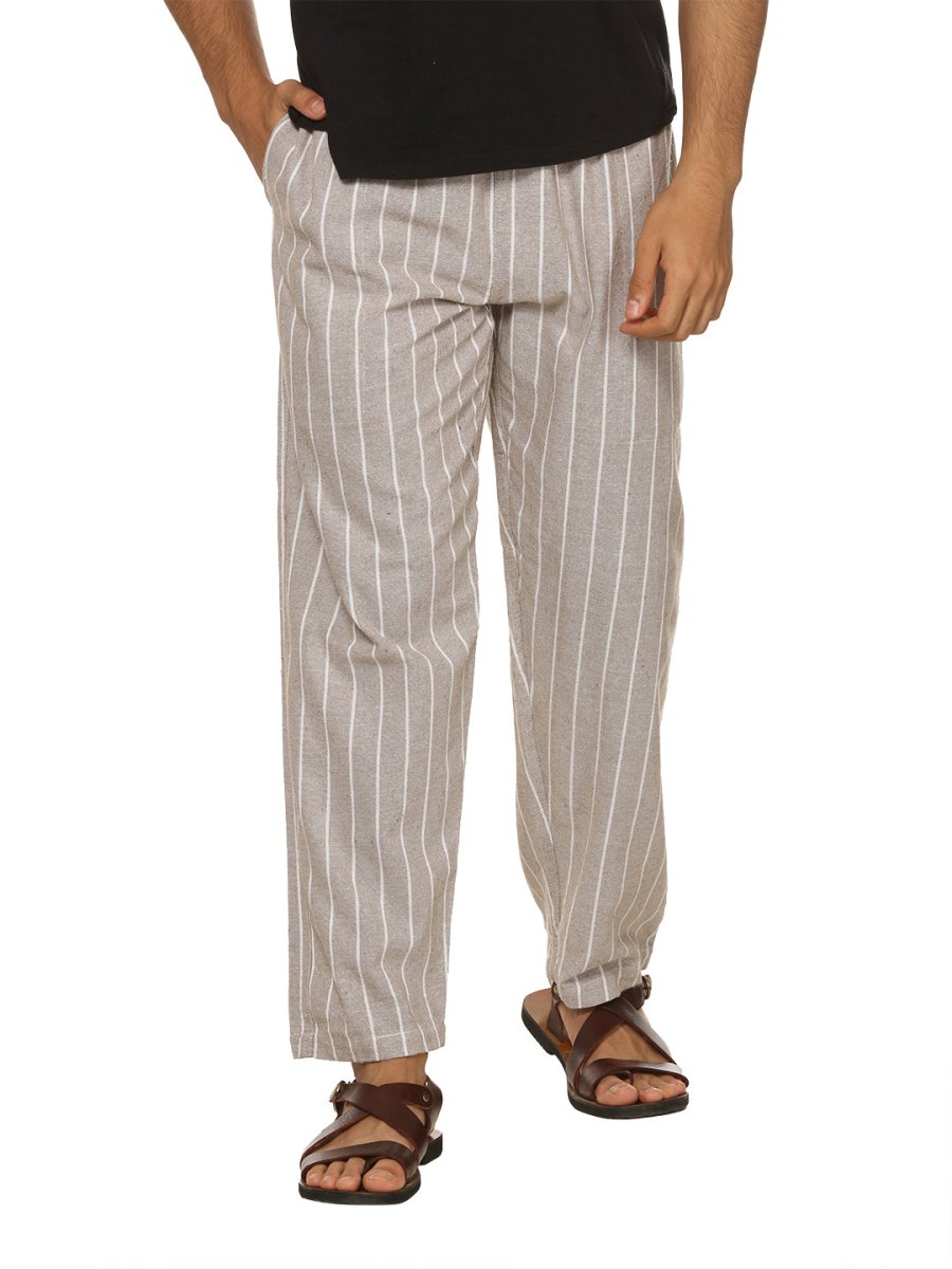 Men's Lounge Pant | Grey Stripes | Fits Waist Size 28" to 36" | Verified Sustainable by Brown Living™