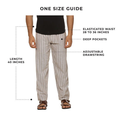 Men's Lounge Pant | Grey Stripes | Fits Waist Size 28" to 36" | Verified Sustainable by Brown Living™