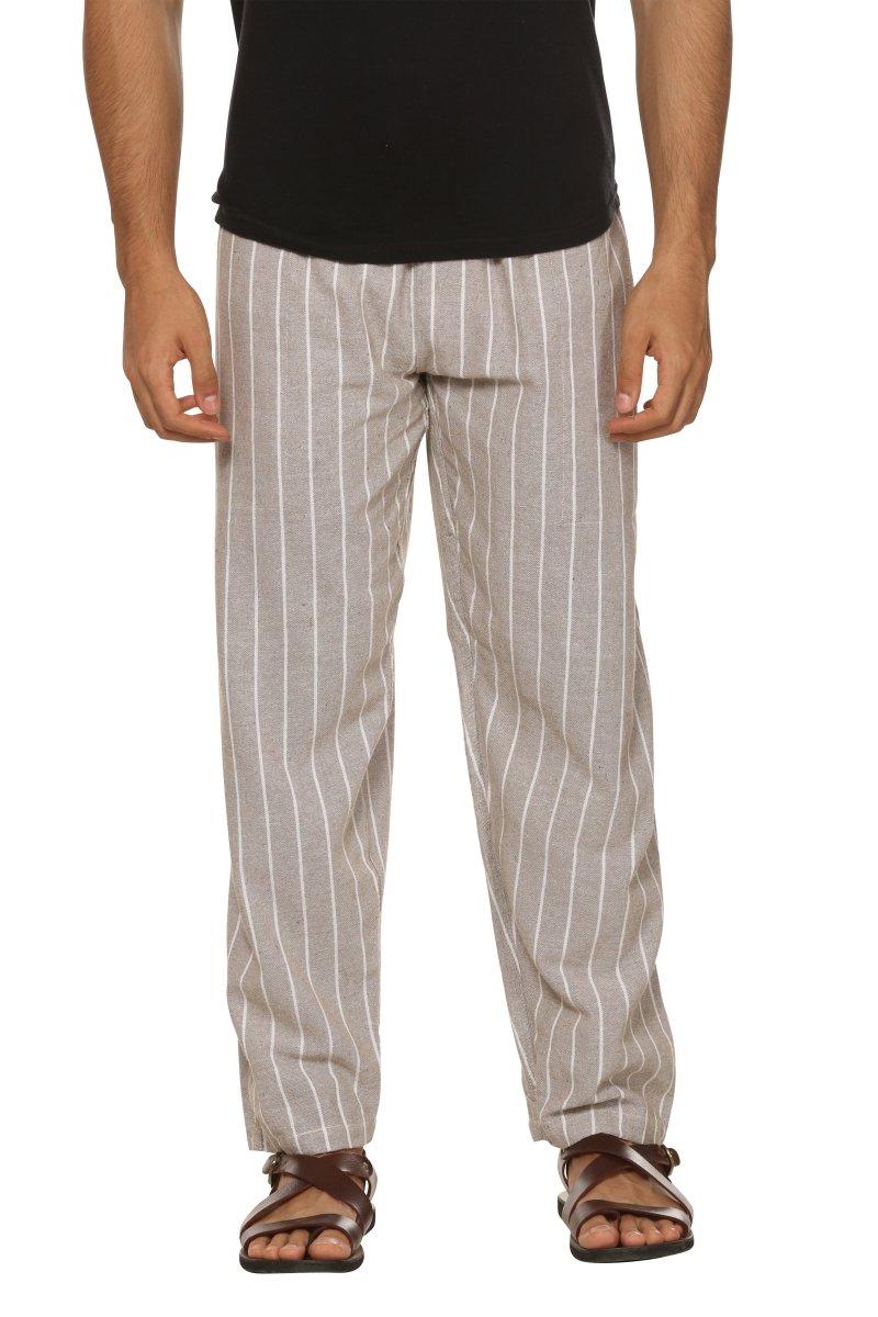 Men's Lounge Pant | Grey Stripes | Fits Waist Size 28" to 36" | Verified Sustainable by Brown Living™