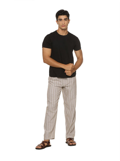 Men's Lounge Pant | Grey Stripes | Fits Waist Size 28" to 36" | Verified Sustainable by Brown Living™