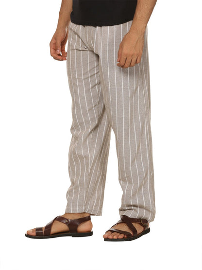 Men's Lounge Pant | Grey Stripes | Fits Waist Size 28" to 36" | Verified Sustainable by Brown Living™