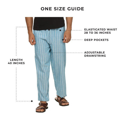 Men's Lounge Pants | Blue Stripes | Fits Waist Size 28" to 36" | Verified Sustainable by Brown Living™