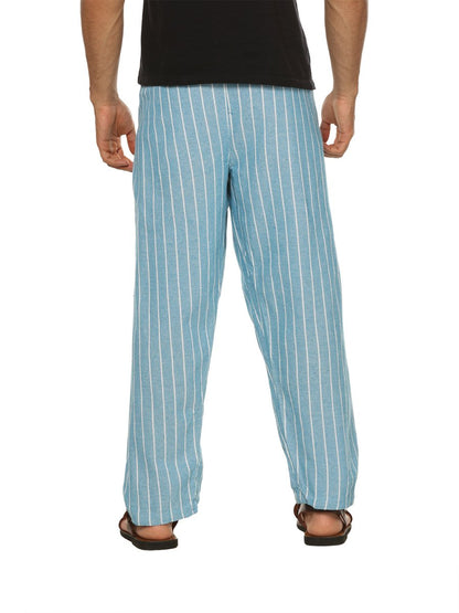 Men's Lounge Pants | Blue Stripes | Fits Waist Size 28" to 36" | Verified Sustainable by Brown Living™