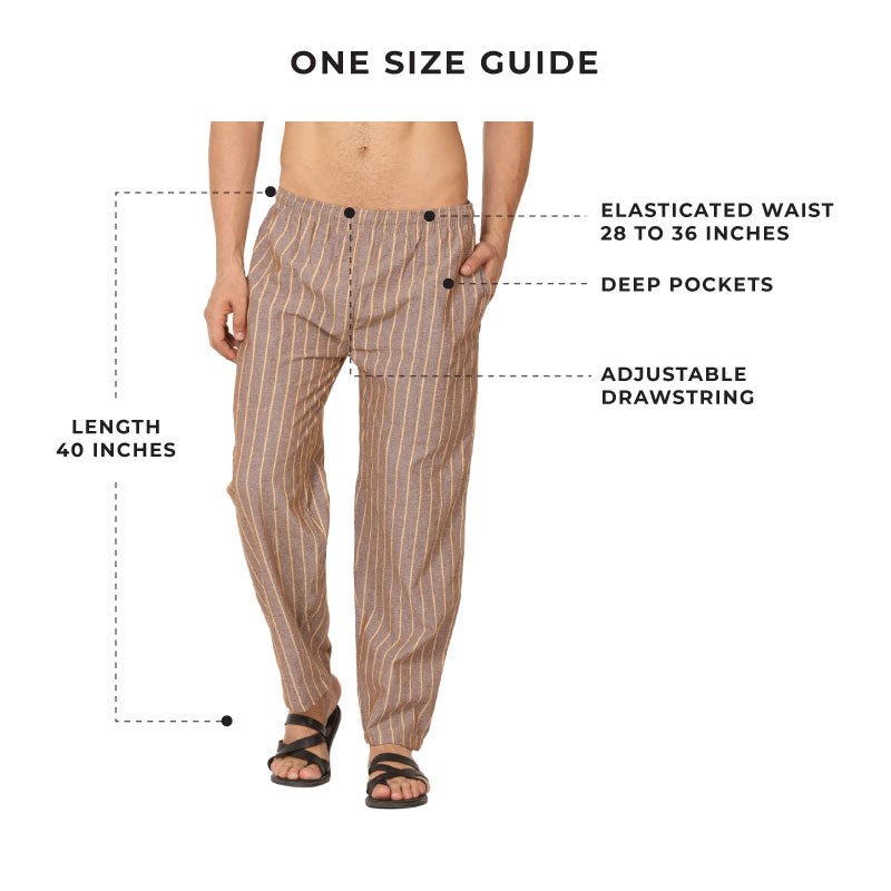 Buy Men's Lounge Pants Pack of 2| Black & Brown Stripes | Fits Waist Size 28" to 36" | Shop Verified Sustainable Products on Brown Living