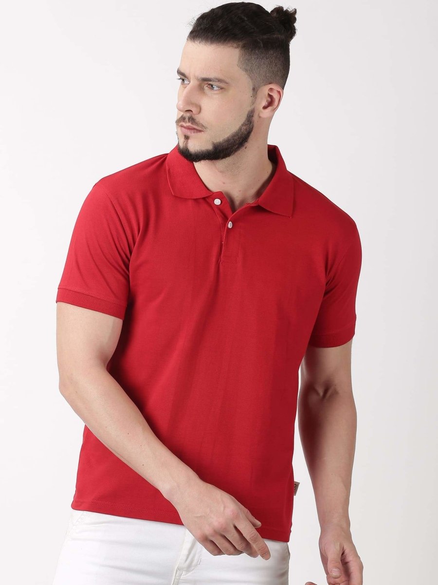 Mens Organic Cotton Polo Tshirt | Red | Verified Sustainable by Brown Living™