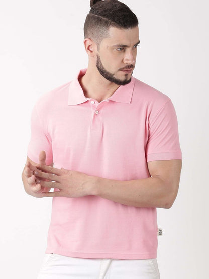 Mens Organic Cotton Polo T-shirt | Pink | Verified Sustainable by Brown Living™