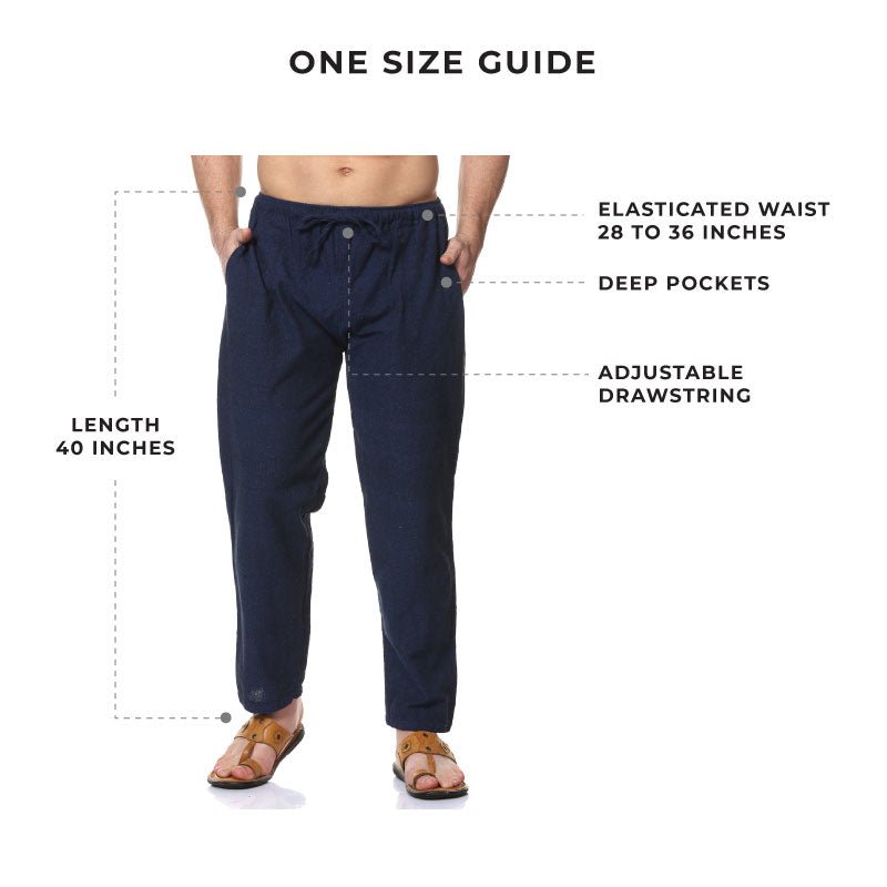 Men's Pyjama Pack of 2 | Dark Blue & Black | Fits Waist Sizes 28" to 36" | Verified Sustainable by Brown Living™