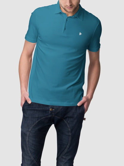 Men's Sustainable Polo T-Shirt | 100% Supima Cotton (Blue Lagoon) | Verified Sustainable by Brown Living™