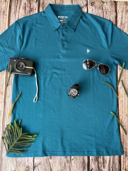 Men's Sustainable Polo T-Shirt | 100% Supima Cotton (Blue Lagoon) | Verified Sustainable by Brown Living™