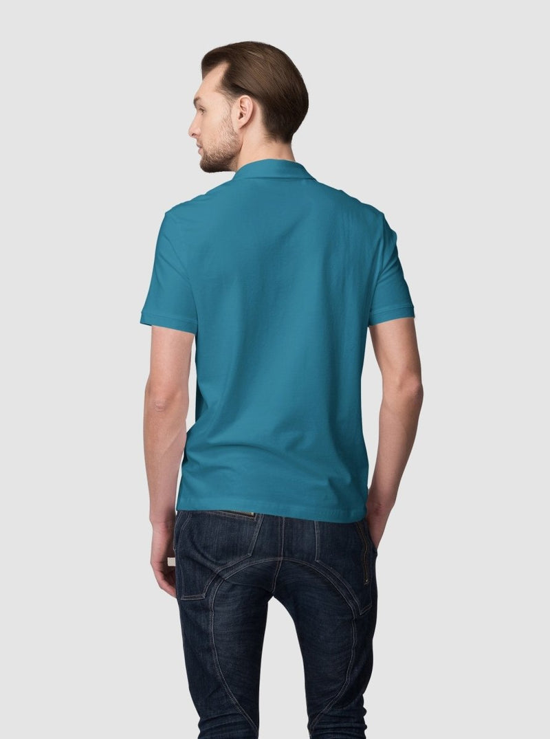 Buy Men's Sustainable Polo T-Shirt | 100% Supima Cotton (Blue Lagoon) | Shop Verified Sustainable Mens Tshirt on Brown Living™