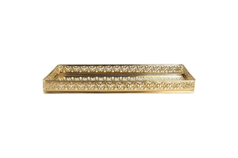 Buy Metal Mirror Tray - Rectangle - 30x14x3.5 cm - Gold | Shop Verified Sustainable Table Decor on Brown Living™