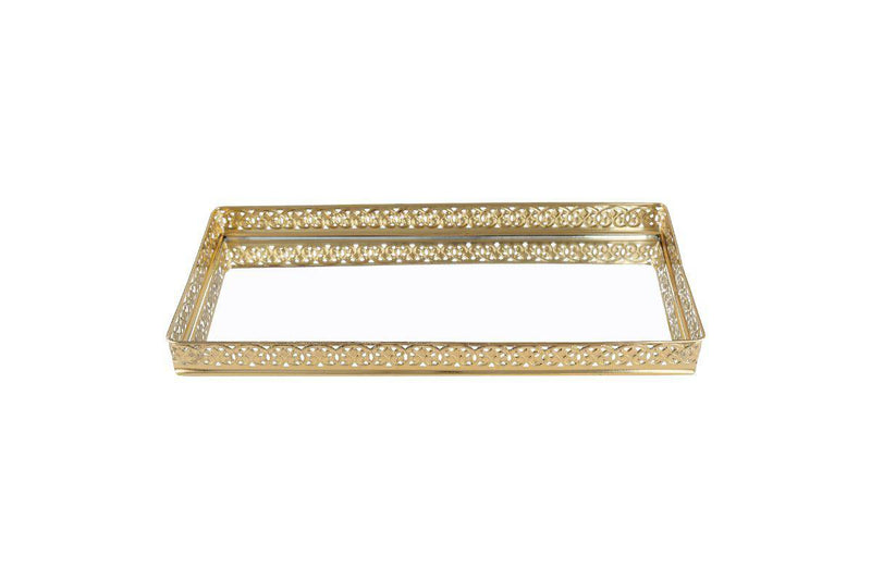 Buy Metal Mirror Tray - Rectangle - 30x14x3.5 cm - Gold | Shop Verified Sustainable Table Decor on Brown Living™