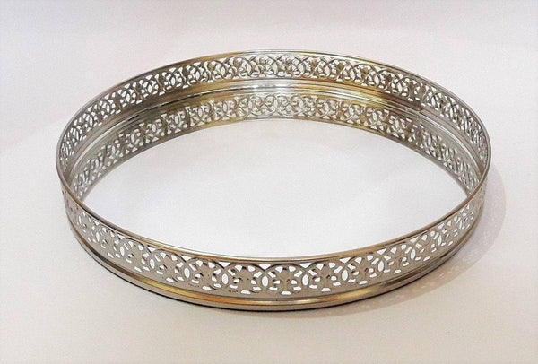 Buy Metal Mirror Tray - Round Silver 25 Dia cm x 3.5 cm Best Gift for Birthdays Diwali | Shop Verified Sustainable Products on Brown Living