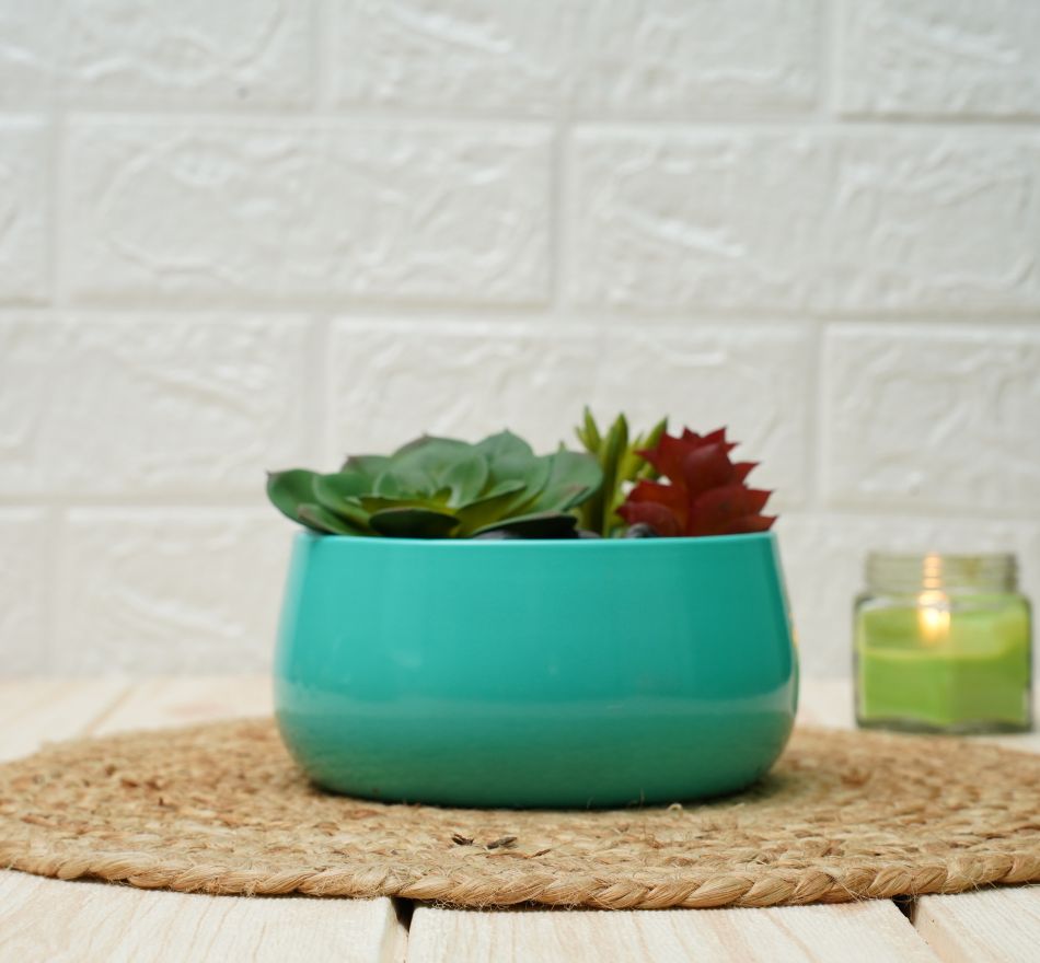 Metal Planters For Living Room | Cyan | Verified Sustainable by Brown Living™