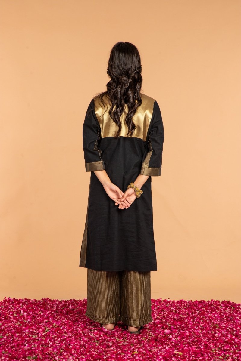 Buy Metallic Yoke Cotton and Silk Dress | Shop Verified Sustainable Womens Dress on Brown Living™