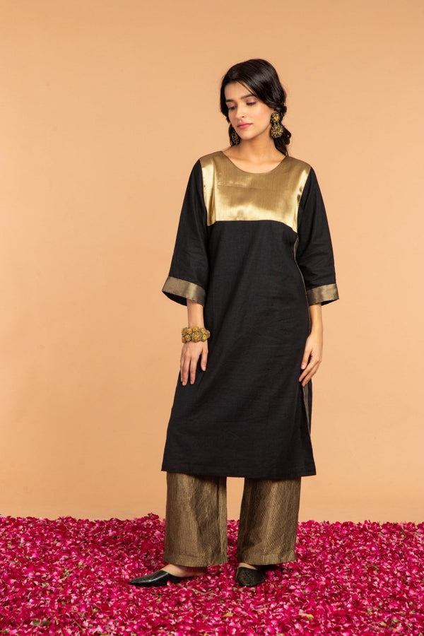 Buy Metallic Yoke Cotton and Silk Dress | Shop Verified Sustainable Womens Dress on Brown Living™