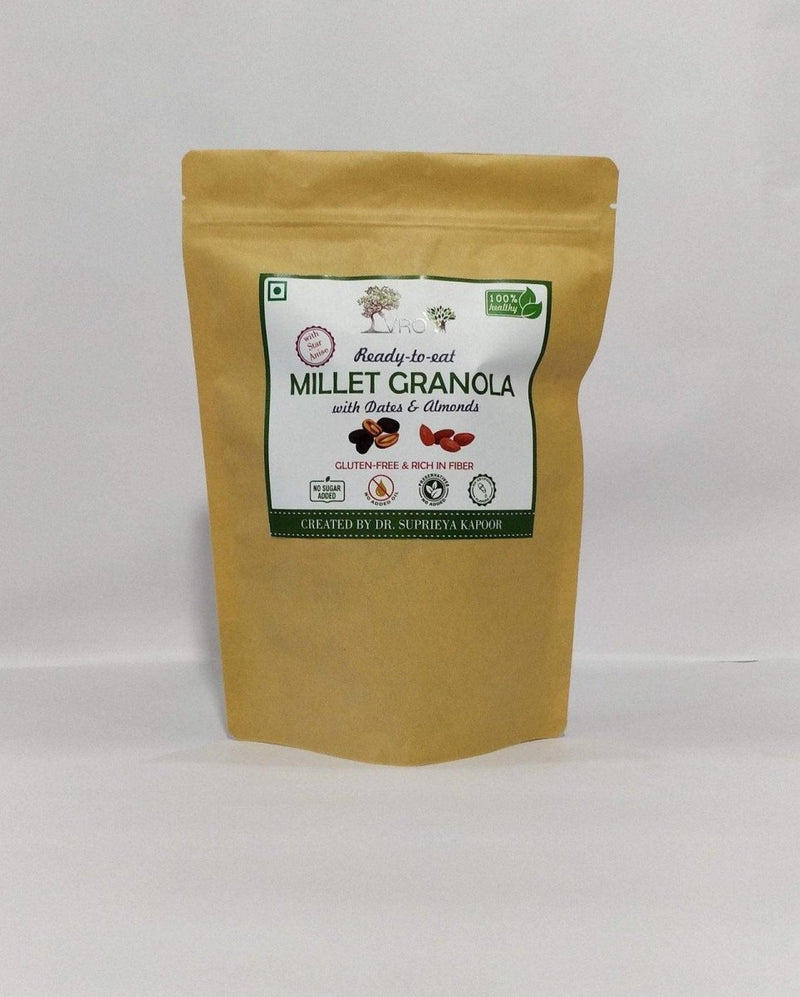 Buy Millet Granola with Dates & Almonds - 380g | Shop Verified Sustainable Cereal & Meusli on Brown Living™