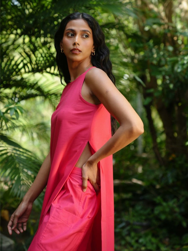 Buy Mina maxi slit top | Pink slit top | Shop Verified Sustainable Products on Brown Living