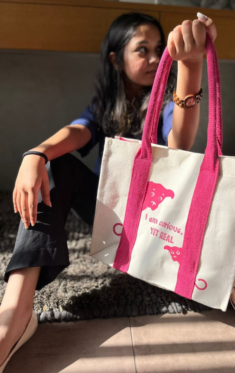 Mindful Canvas Tote Bag-Dog Print | Verified Sustainable Tote Bag on Brown Living™