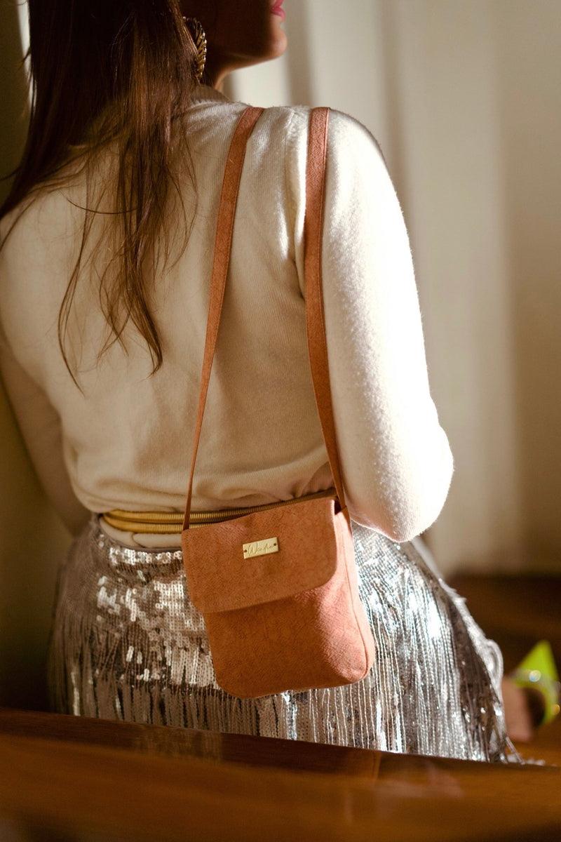Mineral Dyed Mini Cross Body Coin Purse- Patami/Apricot | Verified Sustainable Womens Wallet on Brown Living™