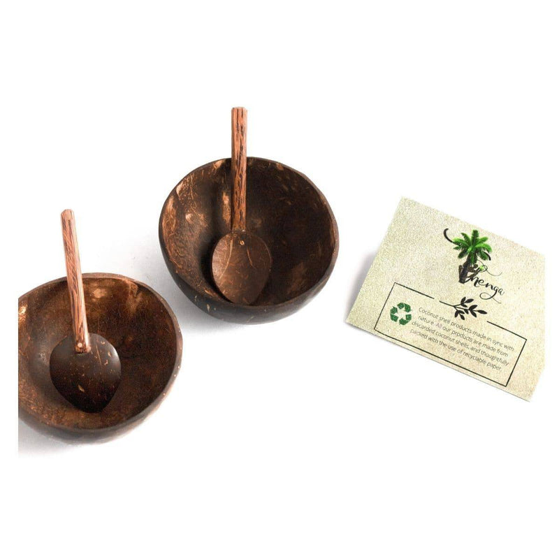 Buy Mini Coconut Bowl & Shell ,Spoon Set of 2, Dessert Bowl,110 ml | Shop Verified Sustainable Plates & Bowls on Brown Living™