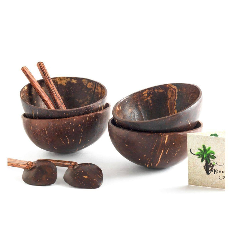 Buy Mini Coconut Bowl & Shell ,Spoon Set of 2, Dessert Bowl,110 ml | Shop Verified Sustainable Plates & Bowls on Brown Living™
