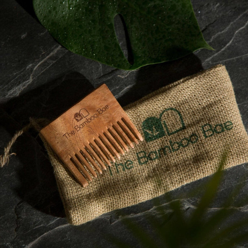 Buy Mini Neem Comb For Detangling & Hair Growth |Handmade Pocket Comb | Shop Verified Sustainable Hair Comb on Brown Living™