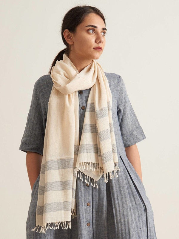 Buy Minimal Striped Handloom Scarf | Shop Verified Sustainable Womens Scarf on Brown Living™