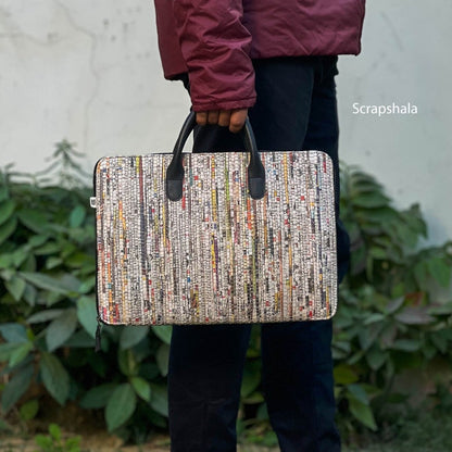 Handloom Textile Minimalist Laptop Bag | Verified Sustainable by Brown Living™