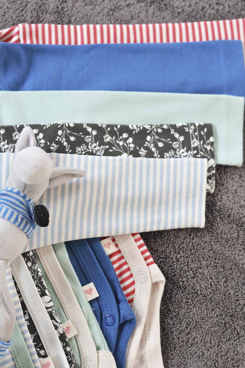Buy Mint Blue Striped Unisex Full Sleeve Kimono Onesie In Organic Cotton | Shop Verified Sustainable Kids Onesies on Brown Living™