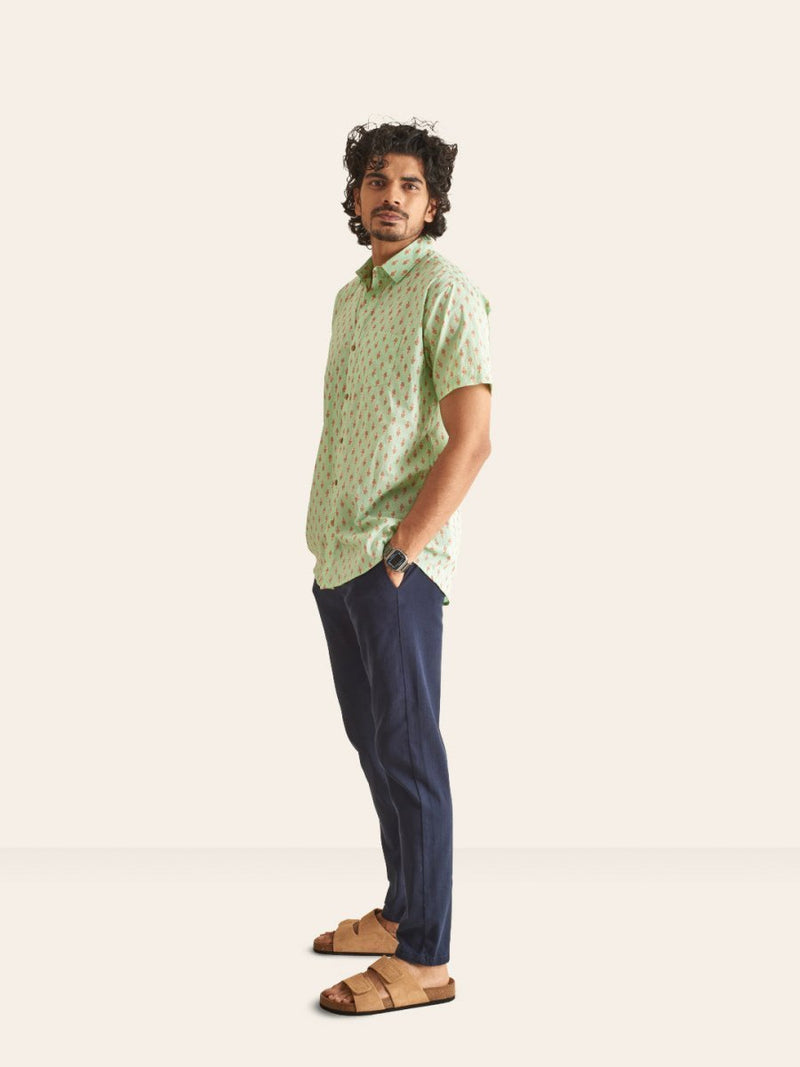 Buy Mint Green Printed Cotton Shirt | Shop Verified Sustainable Mens Shirt on Brown Living™