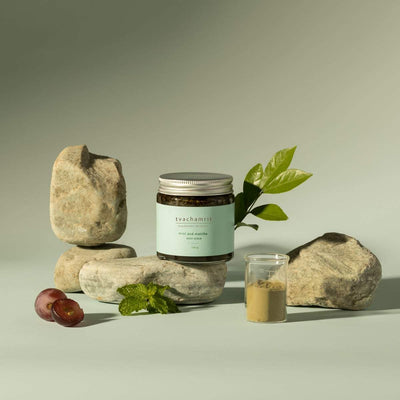 Mint & Matcha Body Scrub – Body Scrub on Brown Living™. SKU: 065 - 01442 - TBS - 1 - 100g. Img 1.