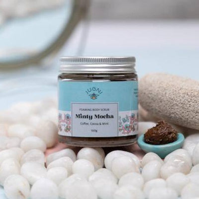 Minty Mocha Body Scrub 100g with Cocoa, Coffee and Natural Butters – Body Scrub on Brown Living™. SKU: 231 - 09471 - SKUBS - MM - 01. Img 1.