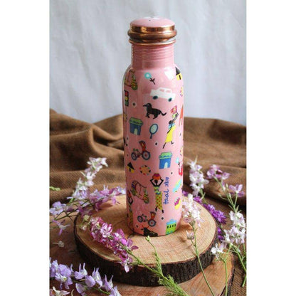 Modern Art Pink Copper Bottle with Purity Guarantee Certificate | Verified Sustainable by Brown Living™