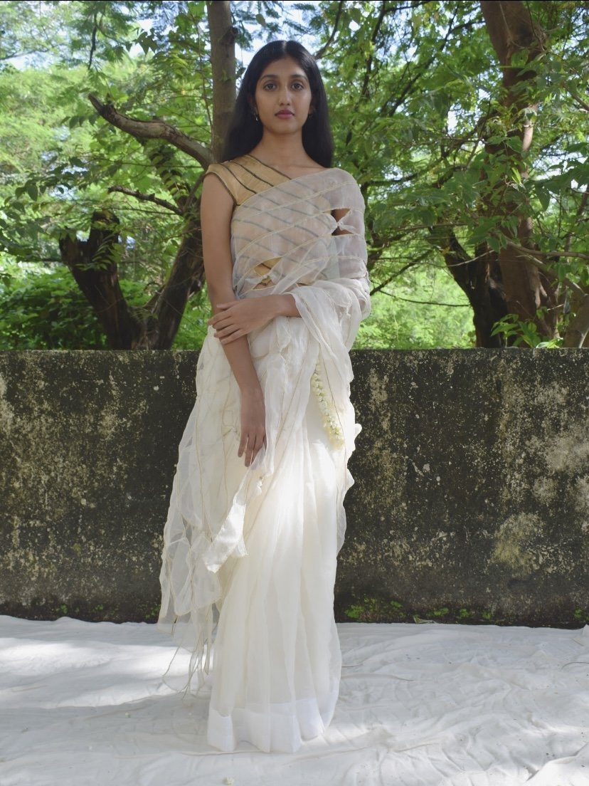 Mogra Knotted Sari - Kaftan | Verified Sustainable by Brown Living™