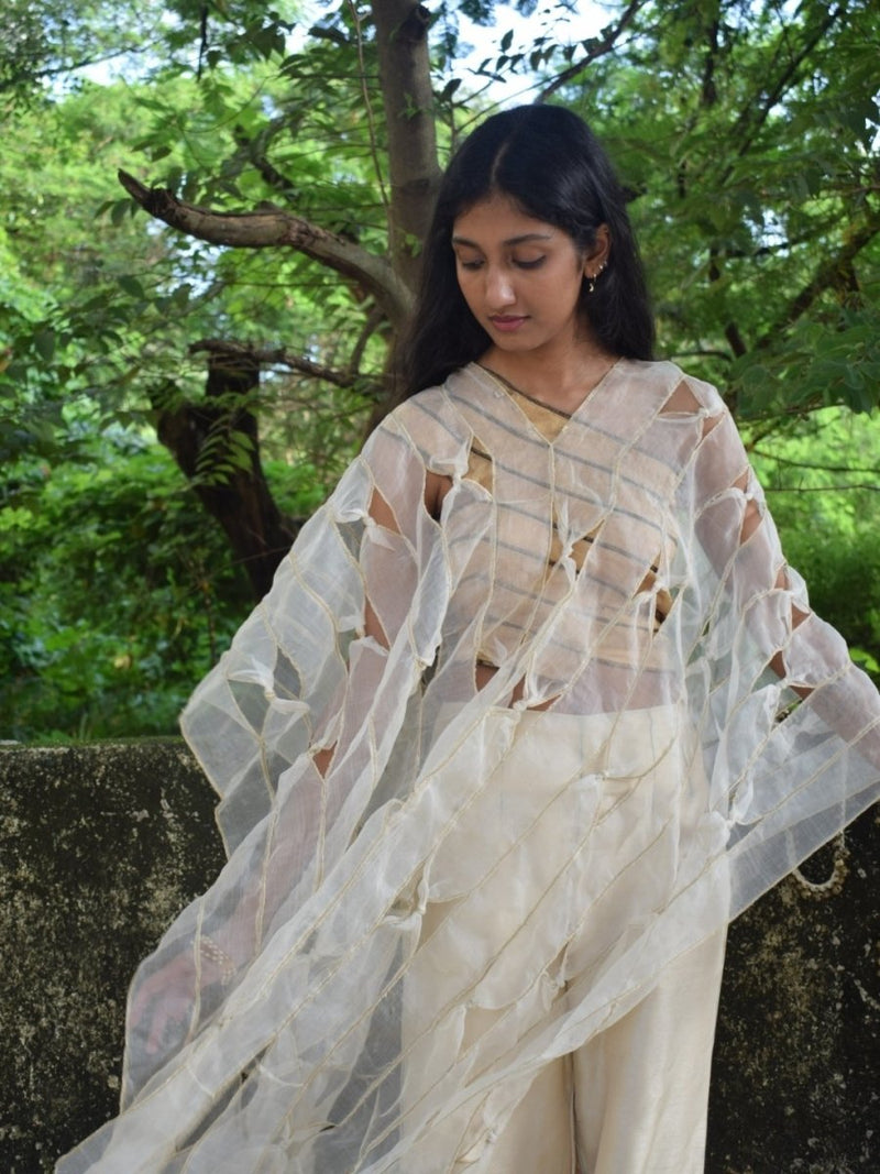 Buy Mogra Knotted Sari-Kaftan | Shop Verified Sustainable Womens Saree on Brown Living™