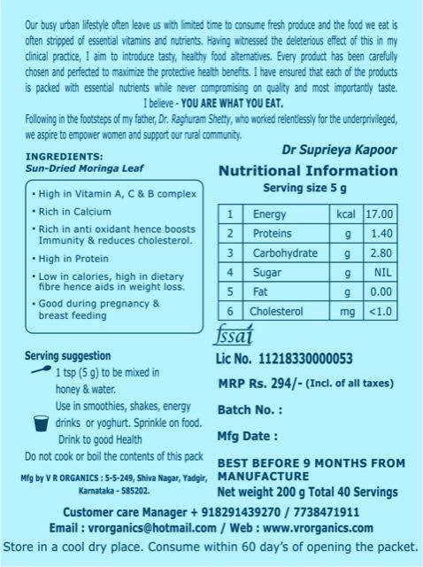 Buy Moringa Leaf Powder 200 g | Shop Verified Sustainable Health & Energy Drinks on Brown Living™