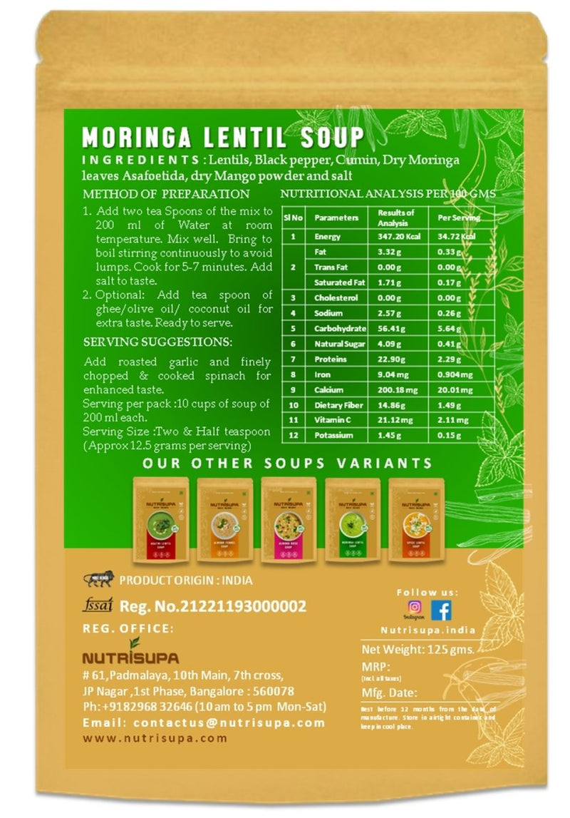 Buy Moringa Lentil Soup 125 Grams | Shop Verified Sustainable Powder Drink Mixes on Brown Living™