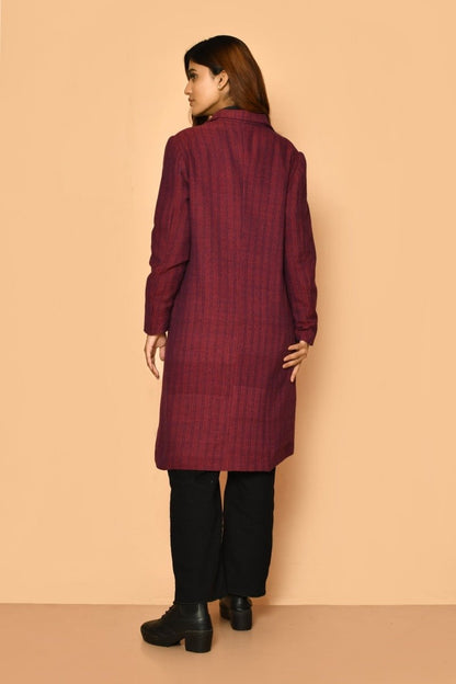 Mrinal Handloom Cotton Trench Coat Jacket for Women | Verified Sustainable by Brown Living™