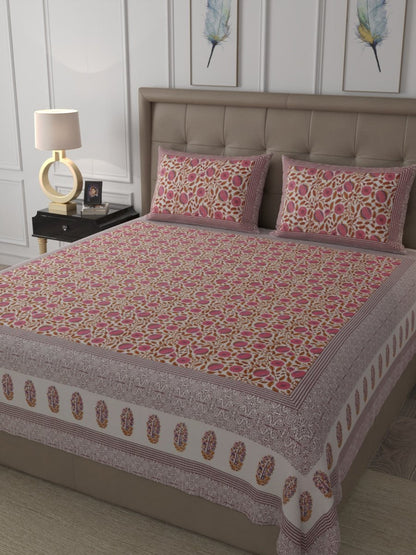 Multi Elegant Hand Block Paisley Print Cotton Super King Size Bedding Set | Verified Sustainable by Brown Living™