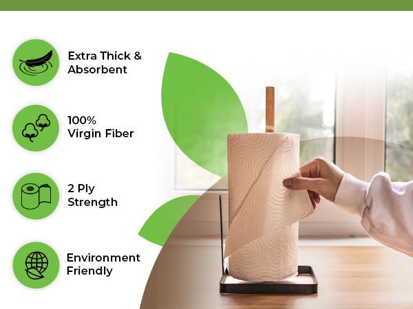 Multi - purpose 2 Ply Kitchen Tissue Paper Roll - 60 Pulls (Pack Of 4 Rolls) | Verified Sustainable by Brown Living™