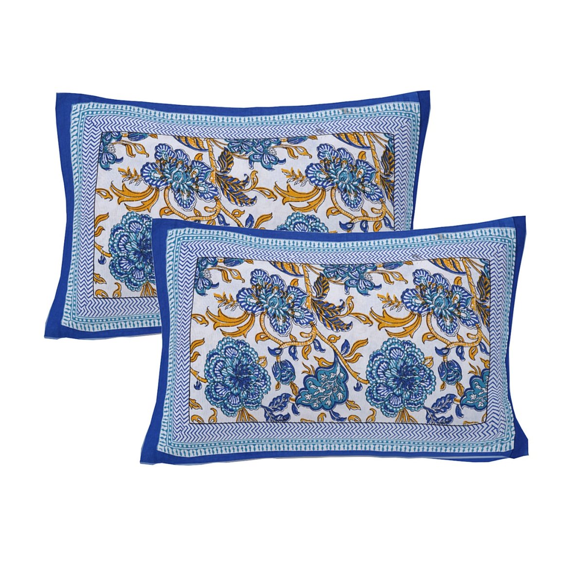 Multicolor Hand Block Floral Print Cotton King Size Bedding Set | Verified Sustainable by Brown Living™
