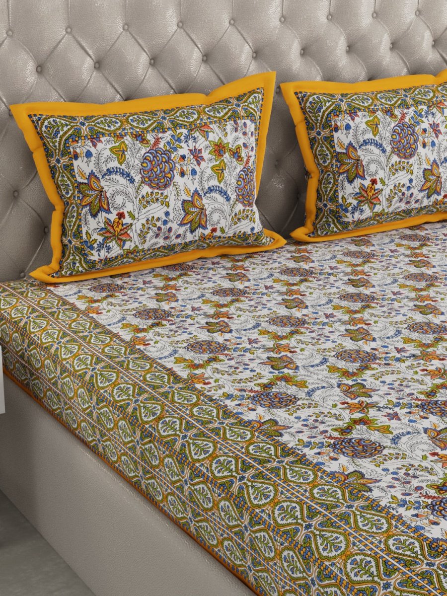Multicolor Hand Block Geometric Print Cotton King Size Bedding Set | Verified Sustainable by Brown Living™