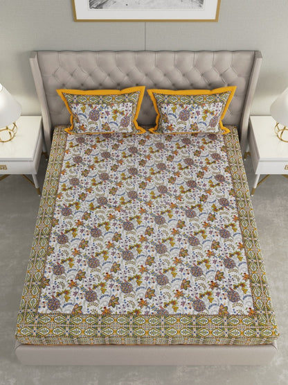 Multicolor Hand Block Geometric Print Cotton King Size Bedding Set | Verified Sustainable by Brown Living™