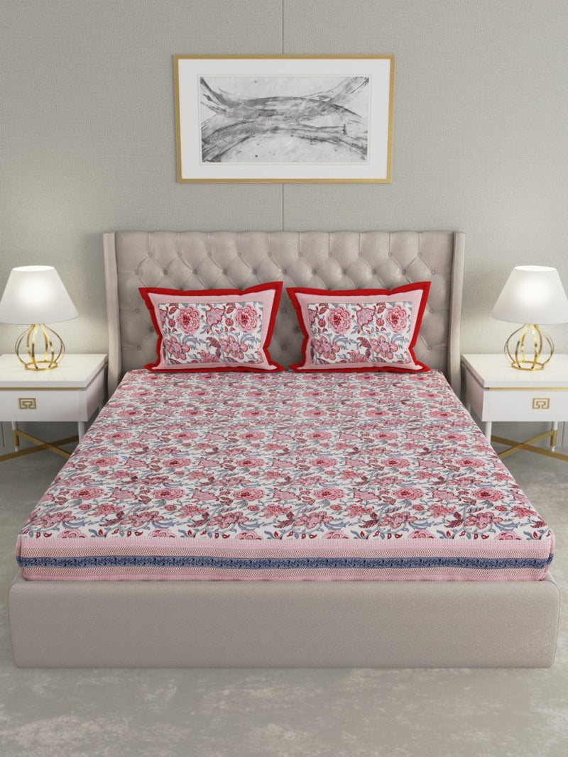 Buy Multicolor Hand Block Print Floral Pure Cotton King Size Bedding Set | Shop Verified Sustainable Bedding on Brown Living™