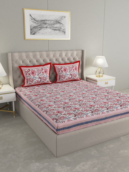 Multicolor Hand Block Print Floral Pure Cotton King Size Bedding Set | Verified Sustainable by Brown Living™