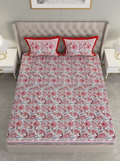 Multicolor Hand Block Print Floral Pure Cotton King Size Bedding Set | Verified Sustainable by Brown Living™