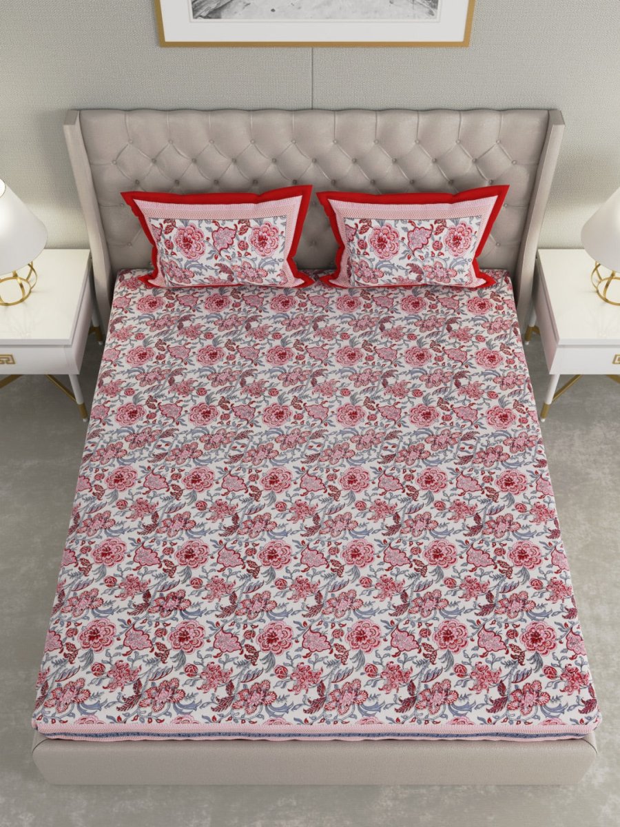Multicolor Hand Block Print Floral Pure Cotton King Size Bedding Set | Verified Sustainable by Brown Living™